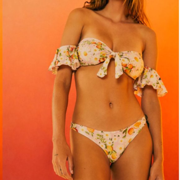 FARM Rio Floral Off-Shoulder Bikini - White and Orange - Picture 5 of 16